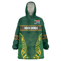 Custom South Africa Rugby Wearable Blanket Hoodie Springboks Spirit and King Protea