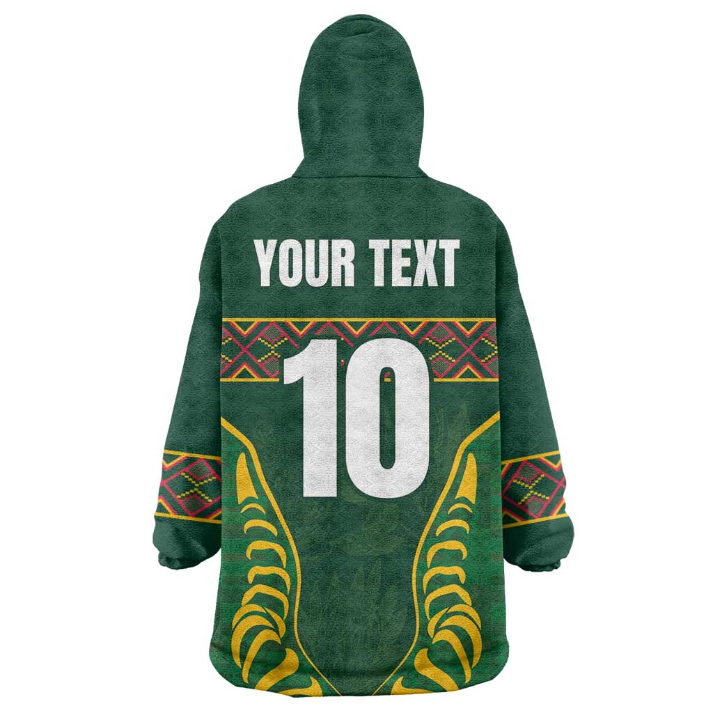 Custom South Africa Rugby Wearable Blanket Hoodie Springboks Spirit and King Protea