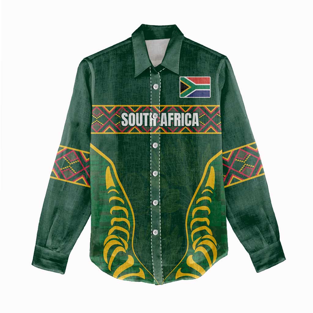 Custom South Africa Rugby Women Casual Shirt Springboks Spirit and King Protea