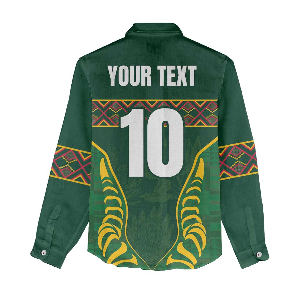 Custom South Africa Rugby Women Casual Shirt Springboks Spirit and King Protea