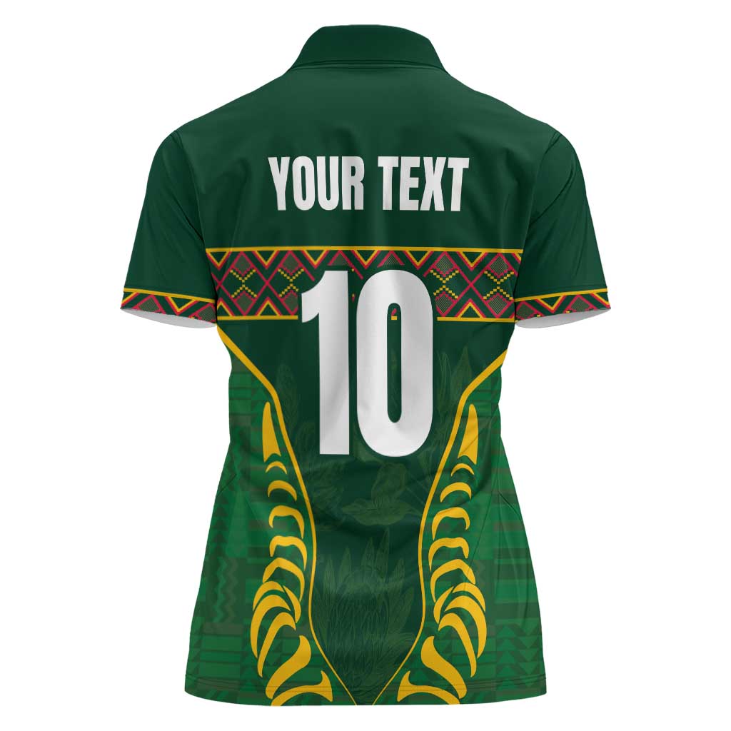 Custom South Africa Rugby Women Polo Shirt Springboks Spirit and King Protea