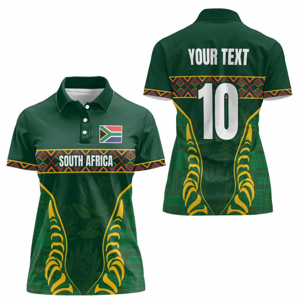 Custom South Africa Rugby Women Polo Shirt Springboks Spirit and King Protea
