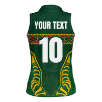 Custom South Africa Rugby Women Sleeveless Polo Shirt Springboks Spirit and King Protea
