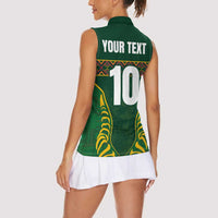 Custom South Africa Rugby Women Sleeveless Polo Shirt Springboks Spirit and King Protea