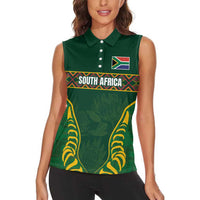 Custom South Africa Rugby Women Sleeveless Polo Shirt Springboks Spirit and King Protea