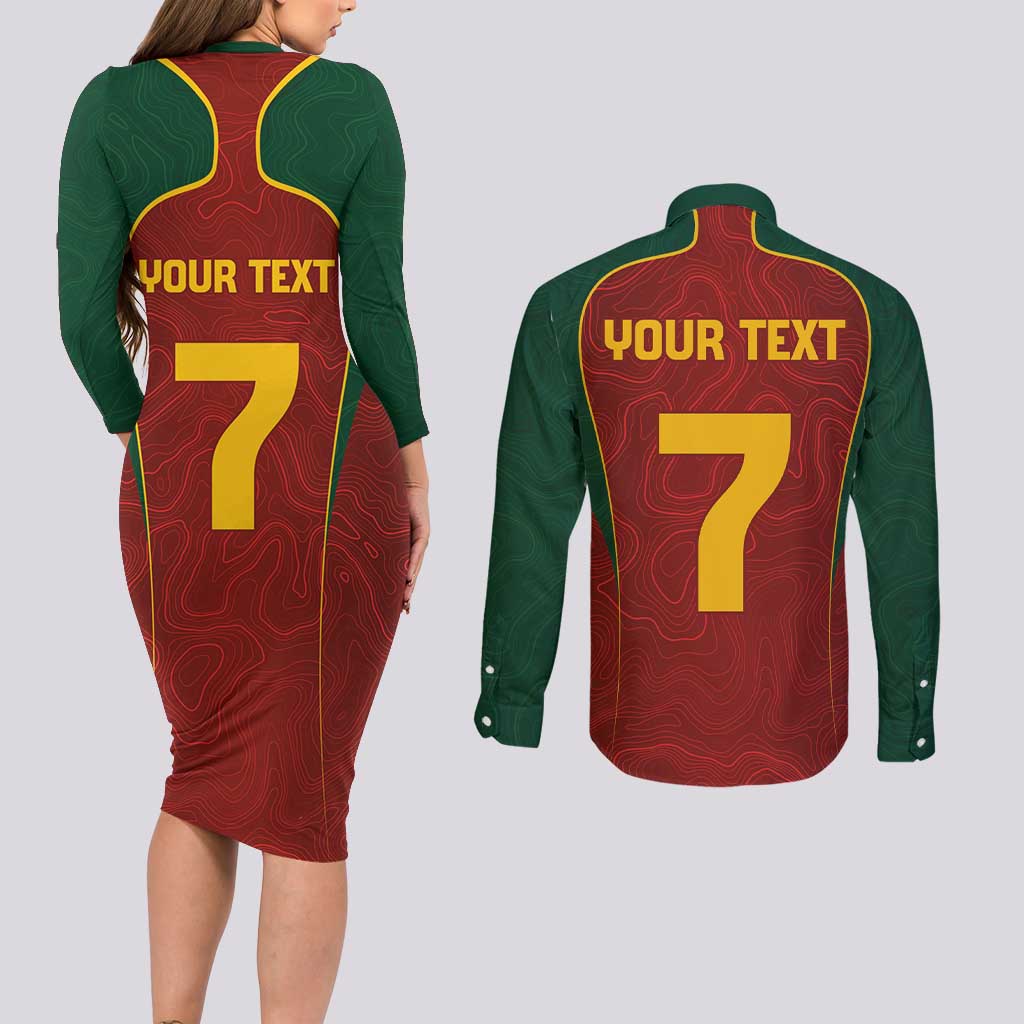 Custom Portugal Football Couples Matching Long Sleeve Bodycon Dress and Long Sleeve Button Shirt A Selecao das Quinas