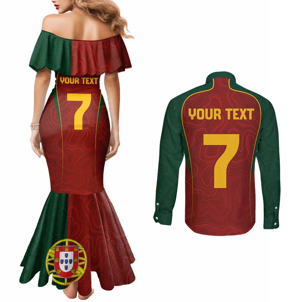 Custom Portugal Football Couples Matching Mermaid Dress and Long Sleeve Button Shirt A Selecao das Quinas
