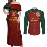 Custom Portugal Football Couples Matching Off Shoulder Maxi Dress and Long Sleeve Button Shirt A Selecao das Quinas