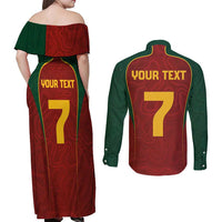 Custom Portugal Football Couples Matching Off Shoulder Maxi Dress and Long Sleeve Button Shirt A Selecao das Quinas