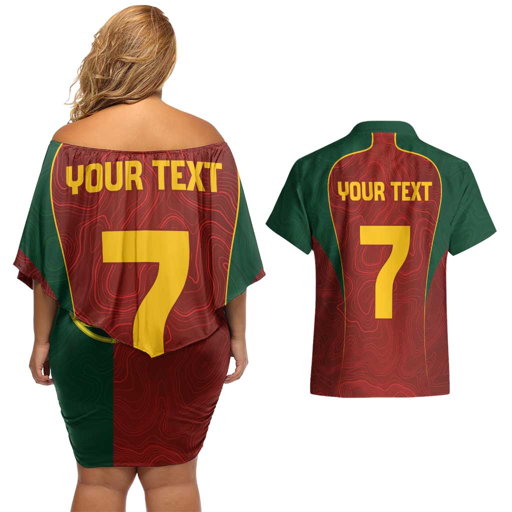 Custom Portugal Football Couples Matching Off Shoulder Short Dress and Hawaiian Shirt A Selecao das Quinas