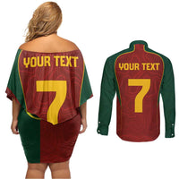 Custom Portugal Football Couples Matching Off Shoulder Short Dress and Long Sleeve Button Shirt A Selecao das Quinas