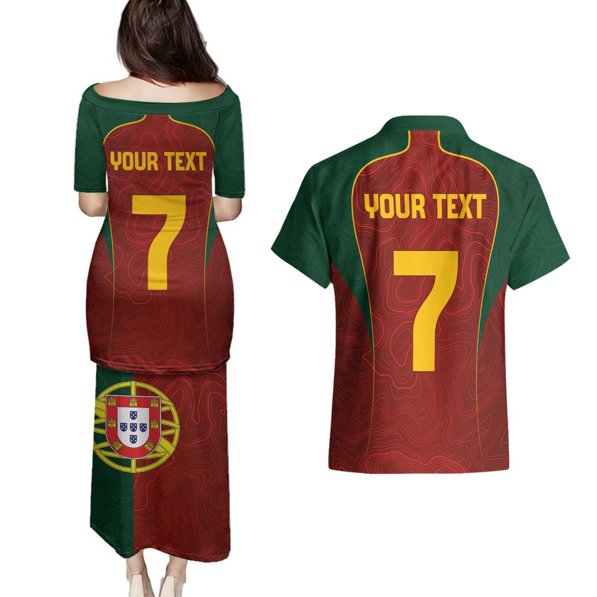 Custom Portugal Football Couples Matching Puletasi and Hawaiian Shirt A Selecao das Quinas