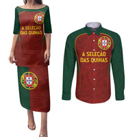 Custom Portugal Football Couples Matching Puletasi and Long Sleeve Button Shirt A Selecao das Quinas