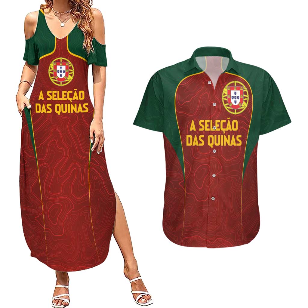 Custom Portugal Football Couples Matching Summer Maxi Dress and Hawaiian Shirt A Selecao das Quinas