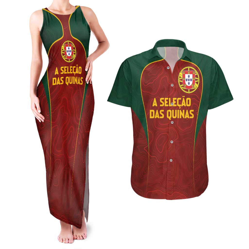 Custom Portugal Football Couples Matching Tank Maxi Dress and Hawaiian Shirt A Selecao das Quinas