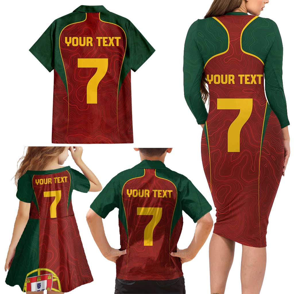 Custom Portugal Football Family Matching Long Sleeve Bodycon Dress and Hawaiian Shirt A Selecao das Quinas