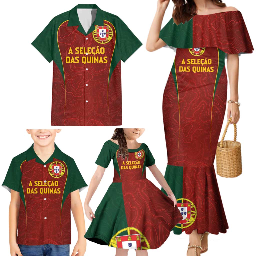 Custom Portugal Football Family Matching Mermaid Dress and Hawaiian Shirt A Selecao das Quinas
