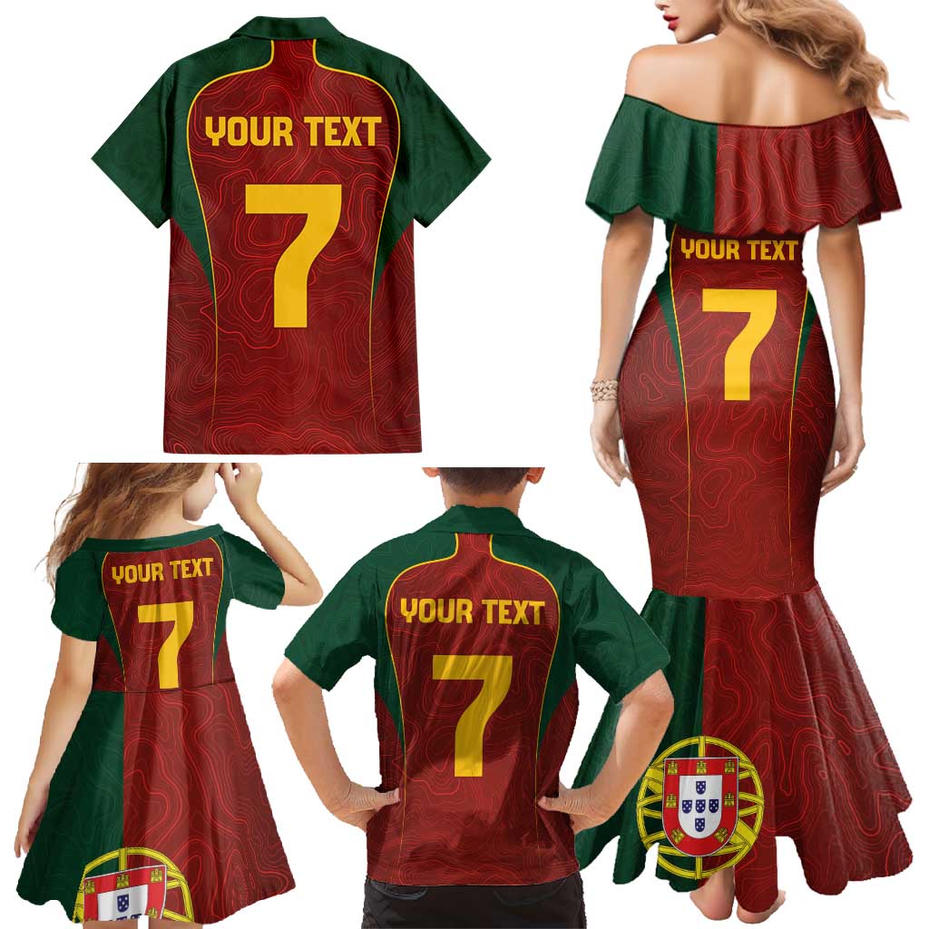 Custom Portugal Football Family Matching Mermaid Dress and Hawaiian Shirt A Selecao das Quinas