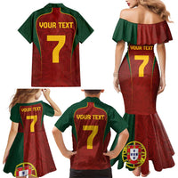 Custom Portugal Football Family Matching Mermaid Dress and Hawaiian Shirt A Selecao das Quinas