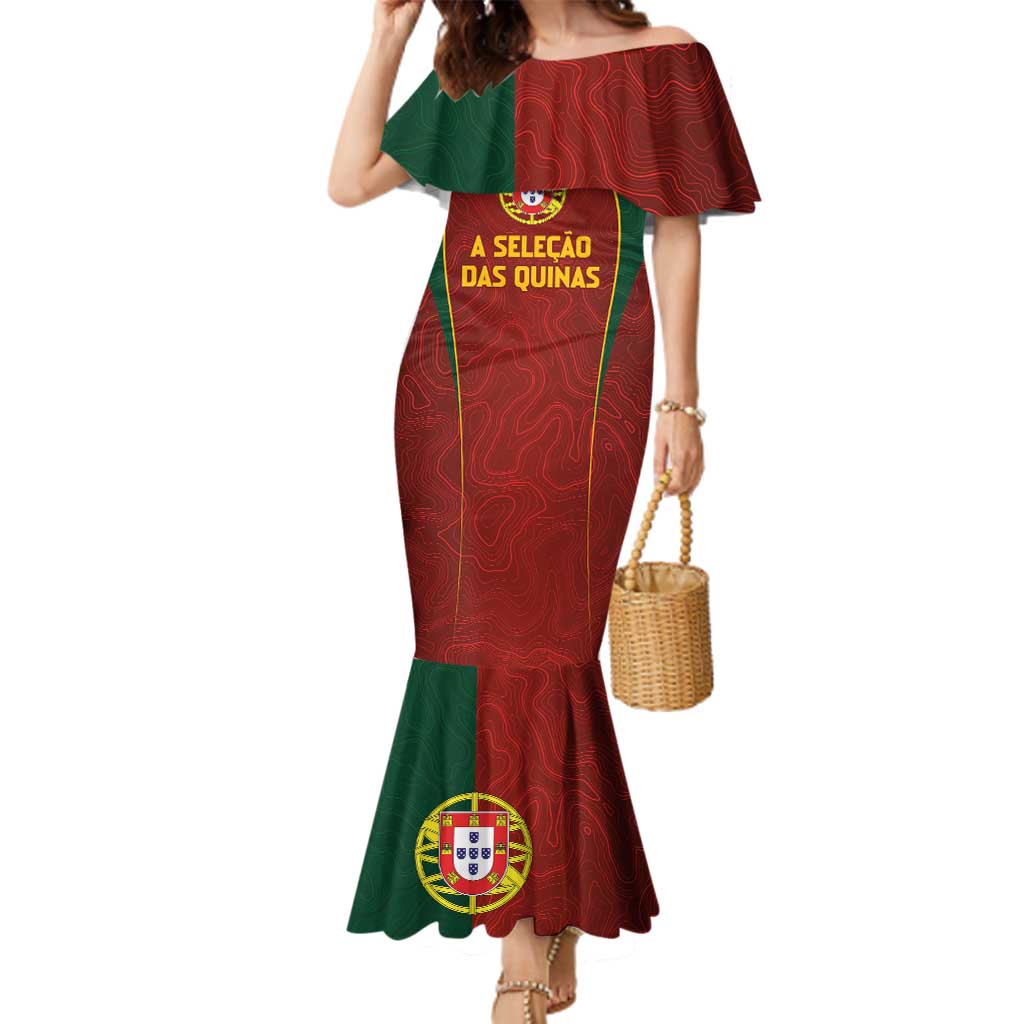 Custom Portugal Football Family Matching Mermaid Dress and Hawaiian Shirt A Selecao das Quinas