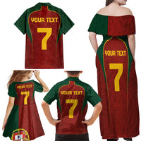 Custom Portugal Football Family Matching Off Shoulder Maxi Dress and Hawaiian Shirt A Selecao das Quinas