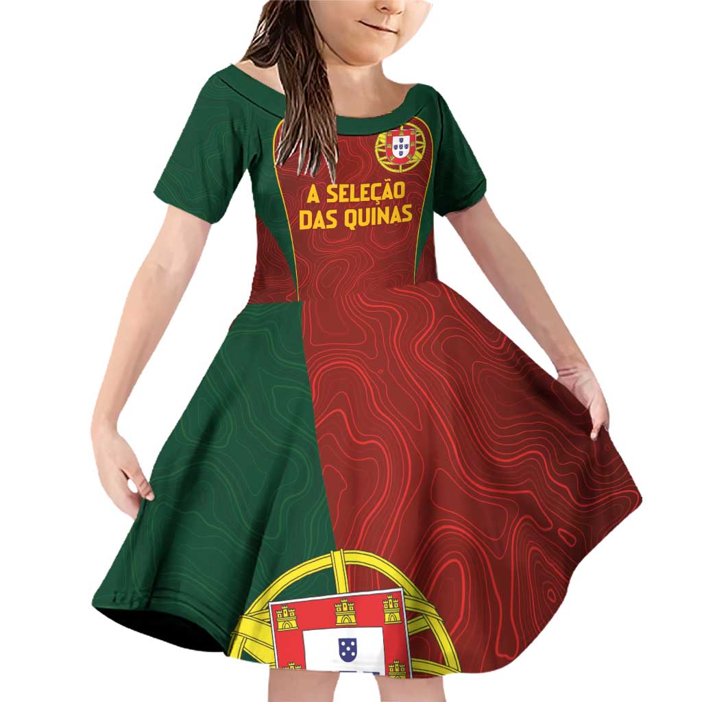 Custom Portugal Football Family Matching Off Shoulder Short Dress and Hawaiian Shirt A Selecao das Quinas