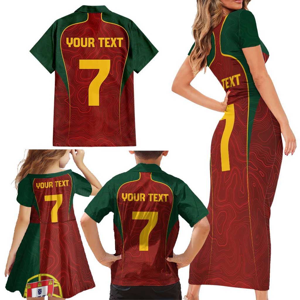 Custom Portugal Football Family Matching Short Sleeve Bodycon Dress and Hawaiian Shirt A Selecao das Quinas