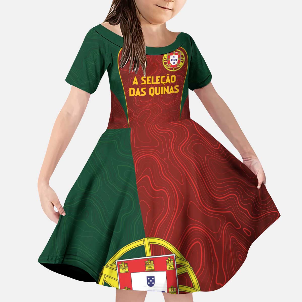 Custom Portugal Football Kid Short Sleeve Dress A Selecao das Quinas
