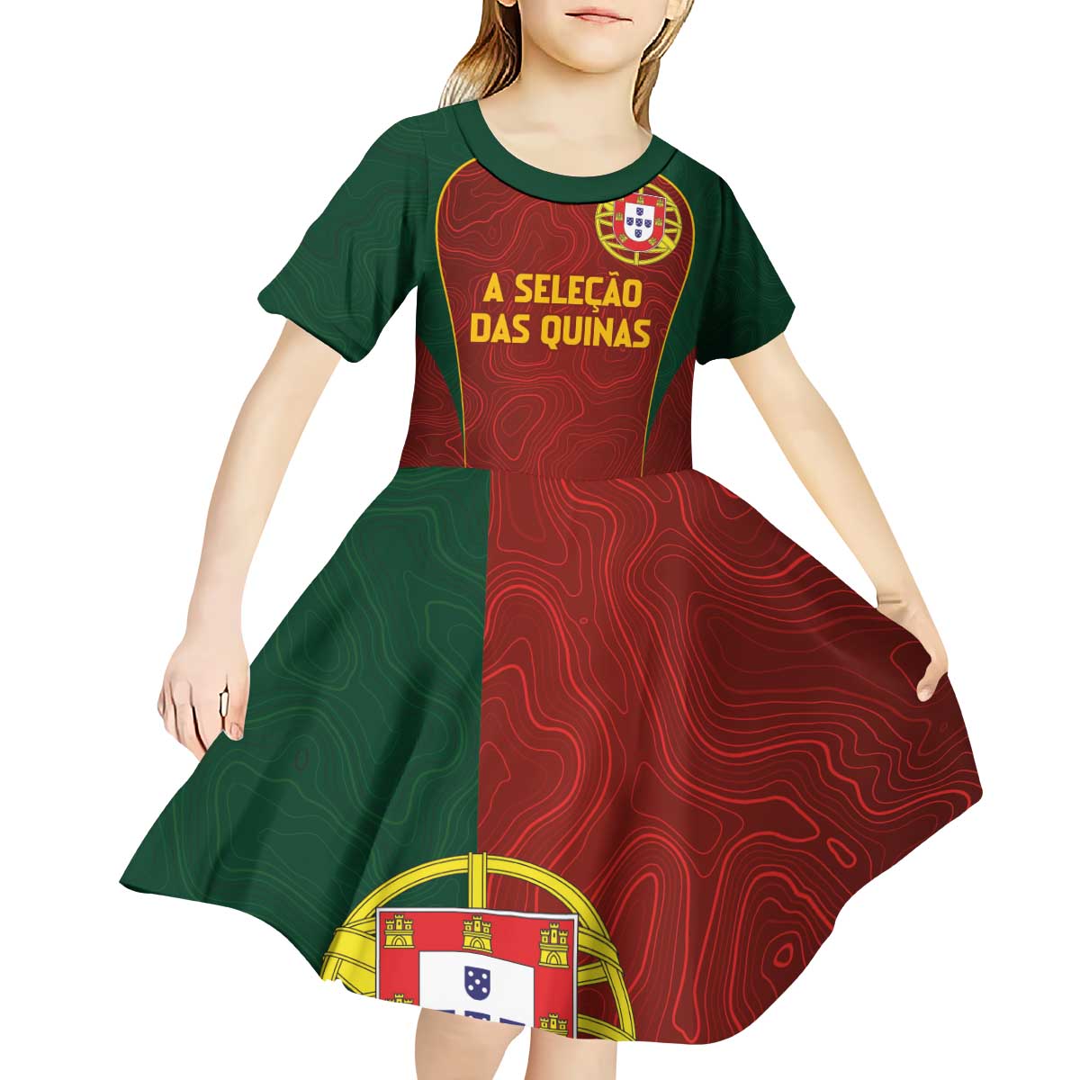 Custom Portugal Football Kid Short Sleeve Dress A Selecao das Quinas