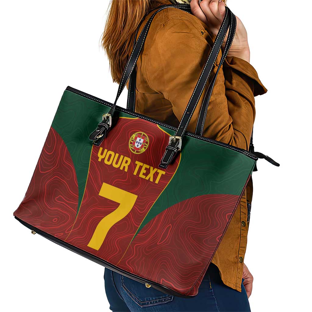 Custom Portugal Football Leather Tote Bag A Selecao das Quinas