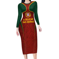Custom Portugal Football Long Sleeve Bodycon Dress A Selecao das Quinas