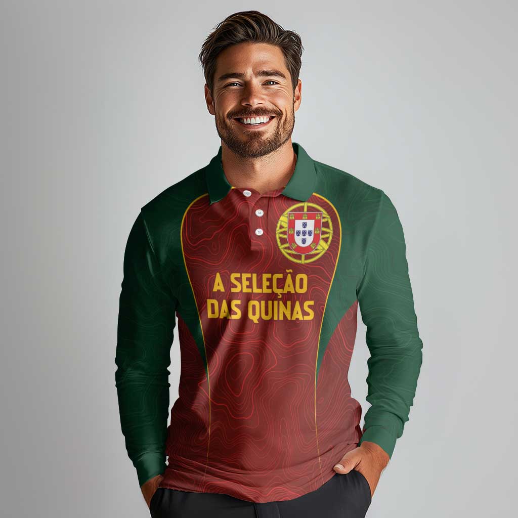 Custom Portugal Football Long Sleeve Polo Shirt A Selecao das Quinas