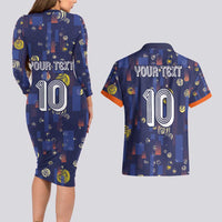 Custom Netherlands Football Couples Matching Long Sleeve Bodycon Dress and Hawaiian Shirt Starry Night Style