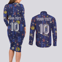 Custom Netherlands Football Couples Matching Long Sleeve Bodycon Dress and Long Sleeve Button Shirt Starry Night Style