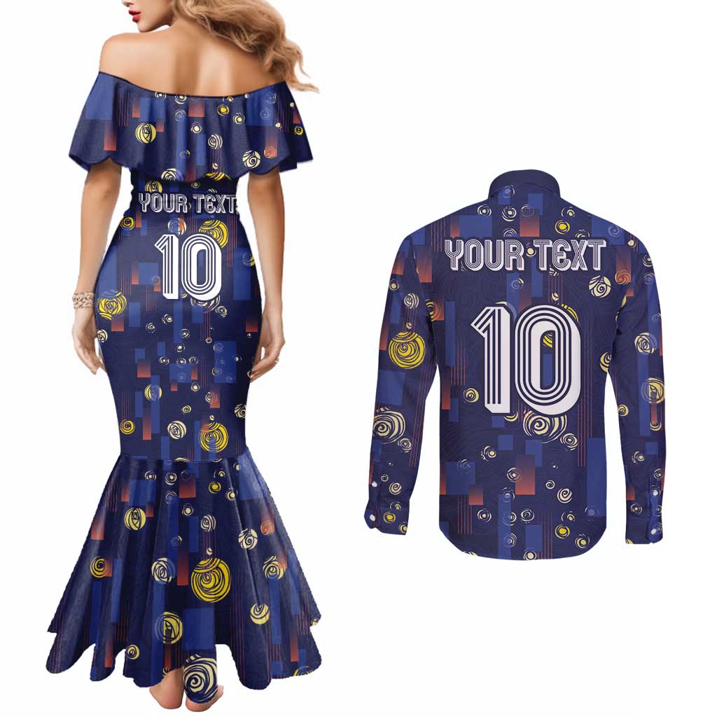 Custom Netherlands Football Couples Matching Mermaid Dress and Long Sleeve Button Shirt Starry Night Style