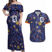 Custom Netherlands Football Couples Matching Off Shoulder Maxi Dress and Hawaiian Shirt Starry Night Style
