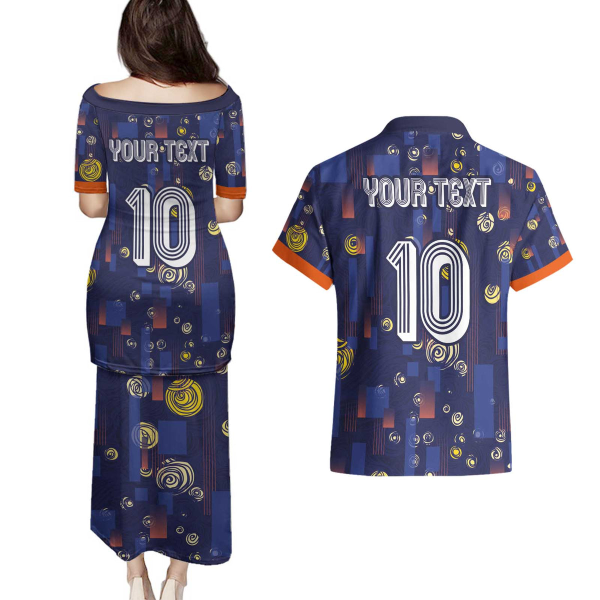 Custom Netherlands Football Couples Matching Puletasi and Hawaiian Shirt Starry Night Style