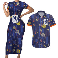 Custom Netherlands Football Couples Matching Short Sleeve Bodycon Dress and Hawaiian Shirt Starry Night Style