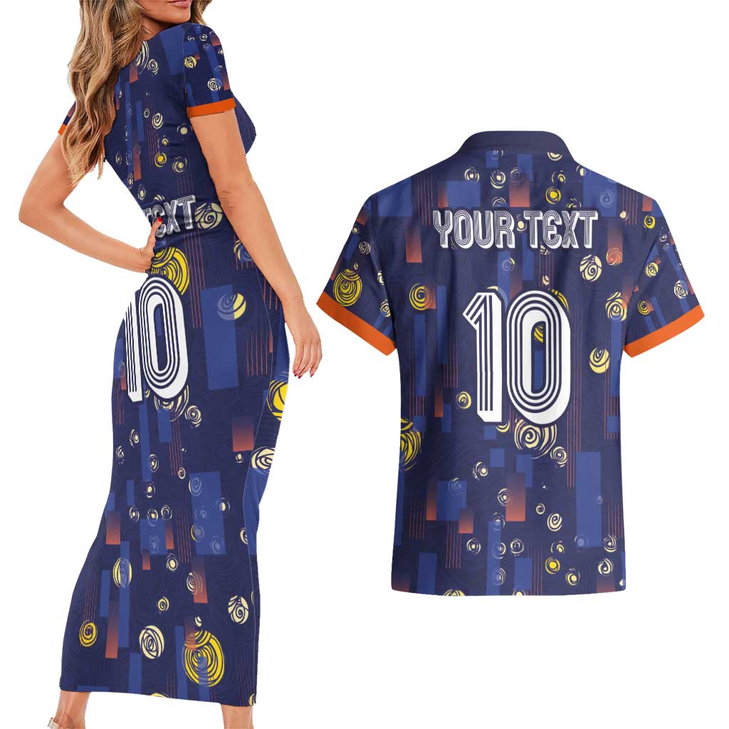 Custom Netherlands Football Couples Matching Short Sleeve Bodycon Dress and Hawaiian Shirt Starry Night Style