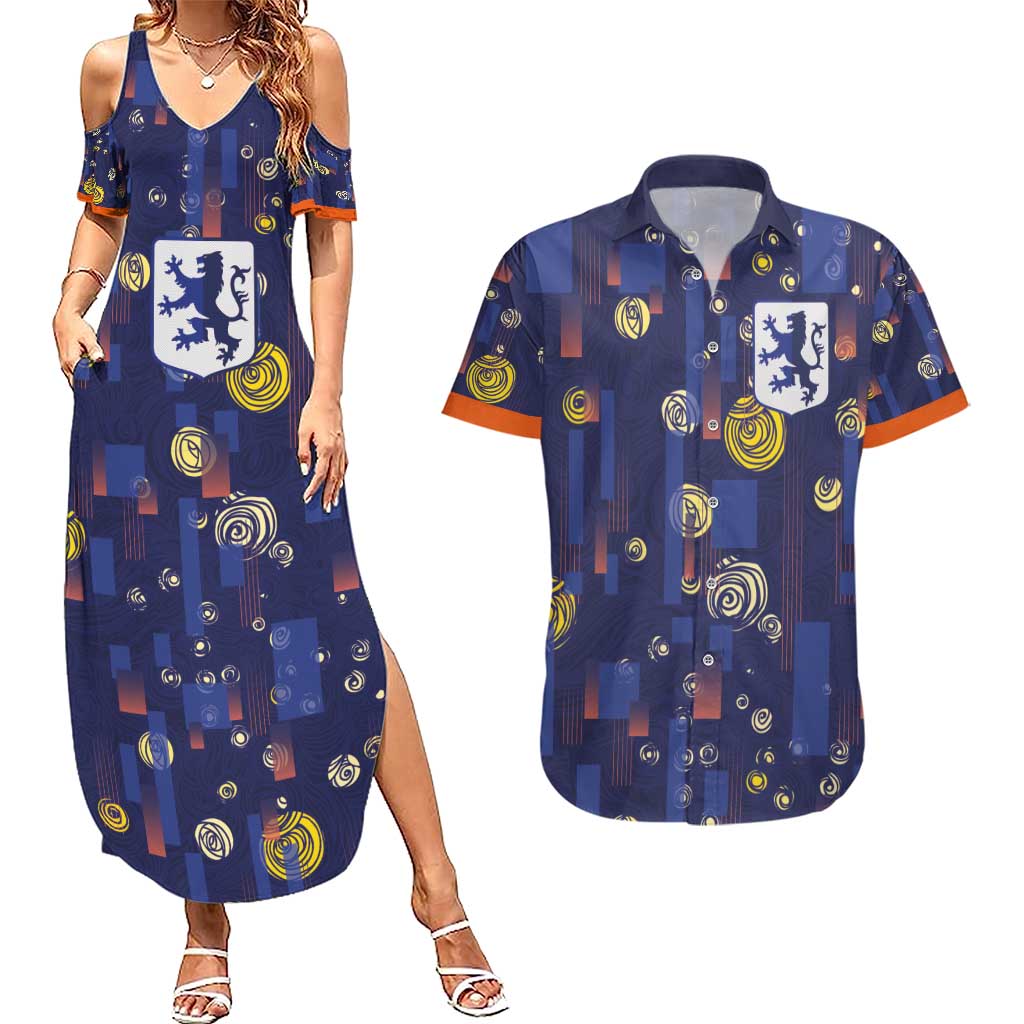Custom Netherlands Football Couples Matching Summer Maxi Dress and Hawaiian Shirt Starry Night Style