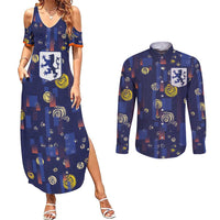 Custom Netherlands Football Couples Matching Summer Maxi Dress and Long Sleeve Button Shirt Starry Night Style