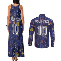 Custom Netherlands Football Couples Matching Tank Maxi Dress and Long Sleeve Button Shirt Starry Night Style