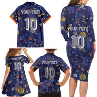 Custom Netherlands Football Family Matching Long Sleeve Bodycon Dress and Hawaiian Shirt Starry Night Style