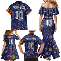 Custom Netherlands Football Family Matching Mermaid Dress and Hawaiian Shirt Starry Night Style