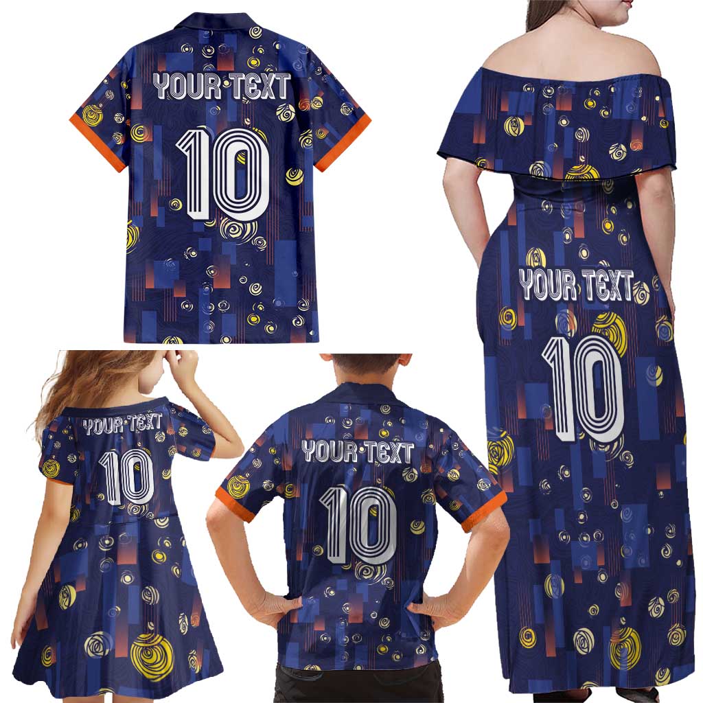 Custom Netherlands Football Family Matching Off Shoulder Maxi Dress and Hawaiian Shirt Starry Night Style