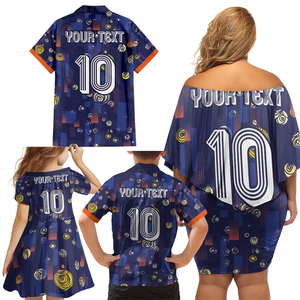 Custom Netherlands Football Family Matching Off Shoulder Short Dress and Hawaiian Shirt Starry Night Style