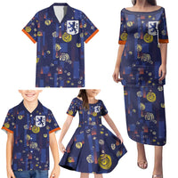 Custom Netherlands Football Family Matching Puletasi and Hawaiian Shirt Starry Night Style