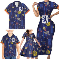 Custom Netherlands Football Family Matching Short Sleeve Bodycon Dress and Hawaiian Shirt Starry Night Style