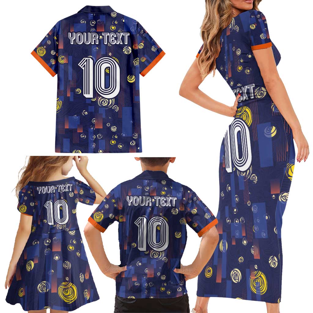 Custom Netherlands Football Family Matching Short Sleeve Bodycon Dress and Hawaiian Shirt Starry Night Style