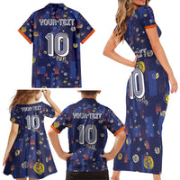 Custom Netherlands Football Family Matching Short Sleeve Bodycon Dress and Hawaiian Shirt Starry Night Style
